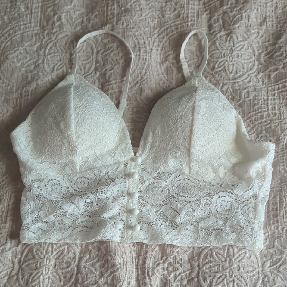 Elegant Lace Bralette - White